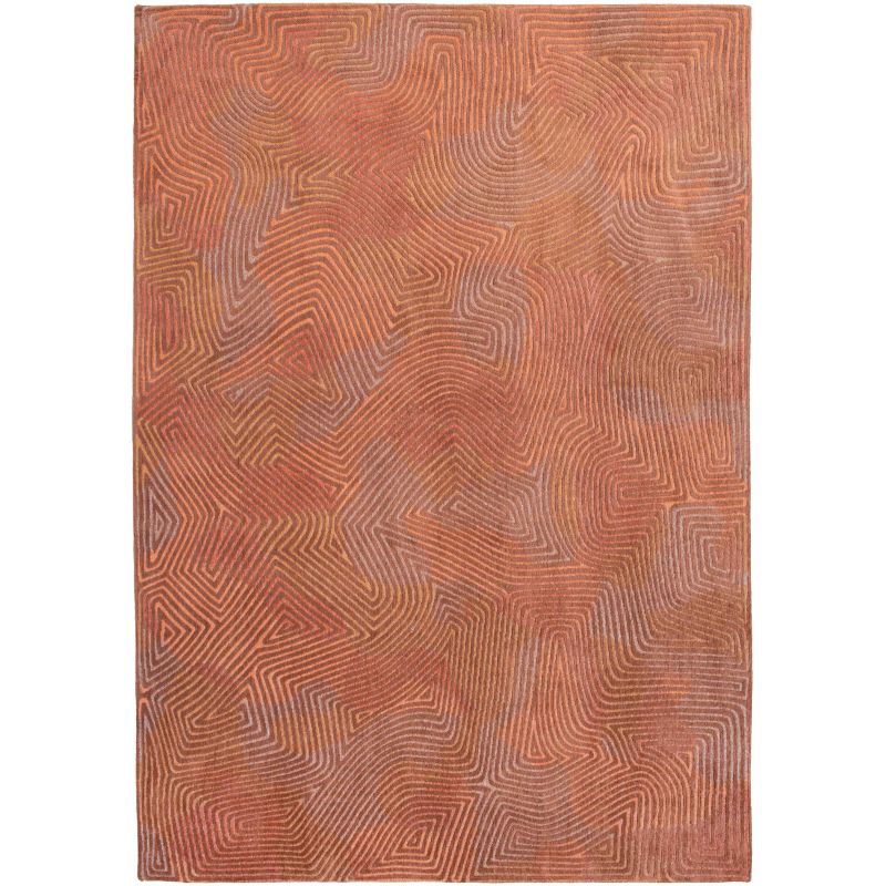 Tapis de salon abstrait en polyester Coral rose corail - Louis de Poortere