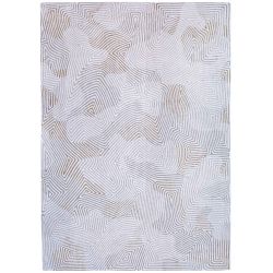 Tapis de bureau abstrait en polyester Coral blanc et beige