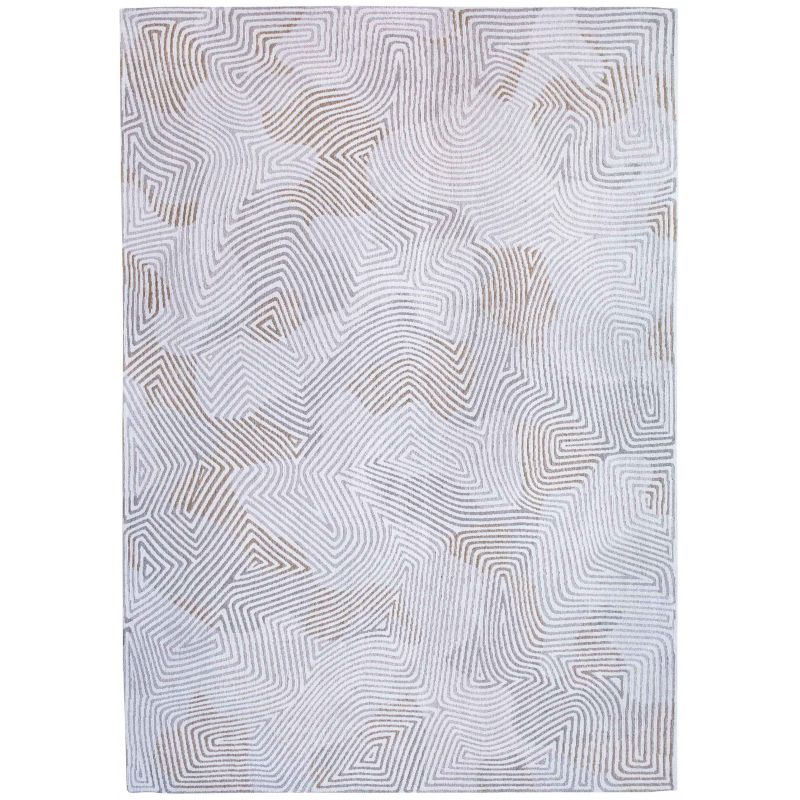 Tapis de bureau abstrait en polyester Coral blanc et beige - Louis de Poortere