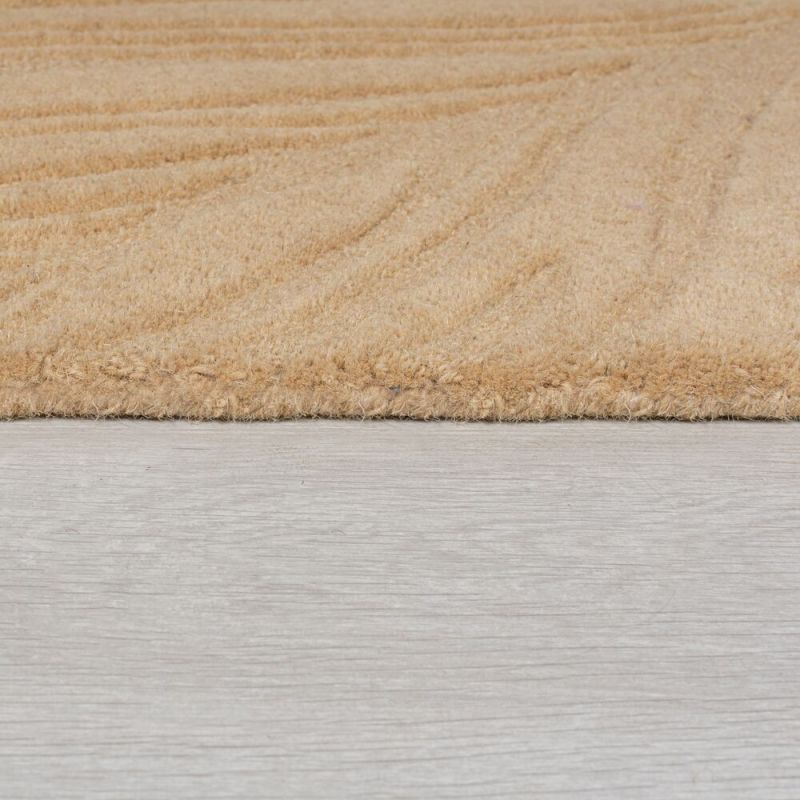 Tapis de salon à reliefs en laine Lino sable épaisseur