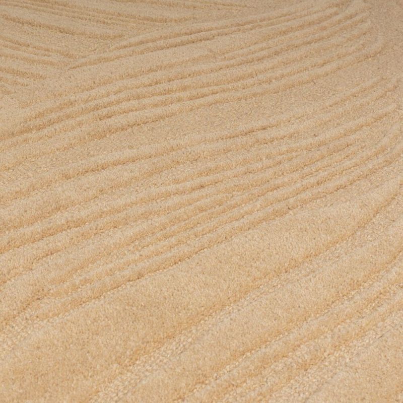 Tapis de salon à reliefs en laine Lino sable zoom