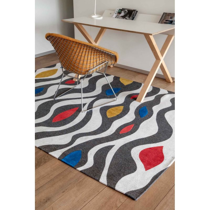Tapis de salon contemporain en coton Volute Scroll