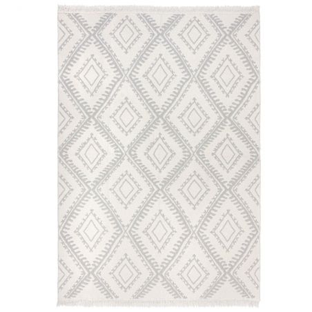 Tapis en coton recyclé Alix blanc et gris