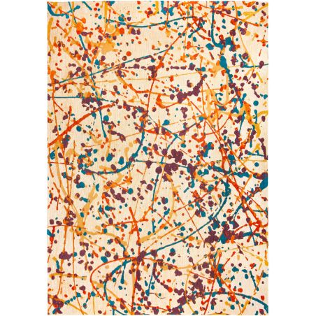 Tapis de salon contemporain en coton Expression Orange Drip