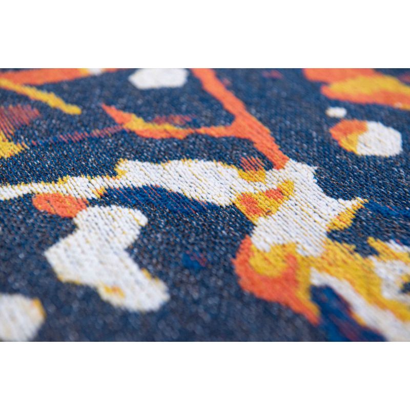 Tapis de salon contemporain en coton Expression Abstract Blue