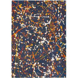 Tapis de salon contemporain en coton Expression Abstract Blue