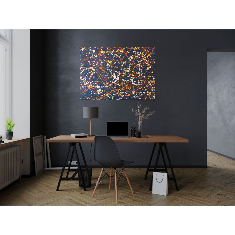 Tapis de salon contemporain en coton Expression Abstract Blue