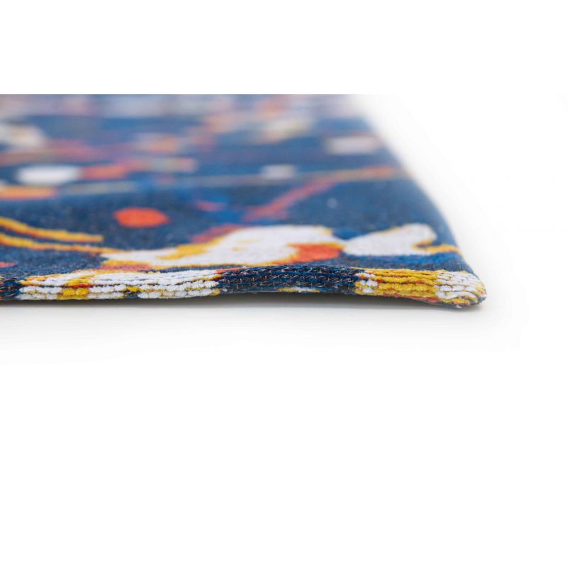 Tapis de salon contemporain en coton Expression Abstract Blue