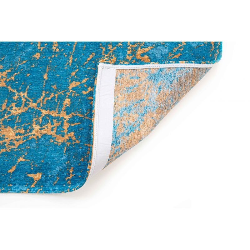 Tapis de Salon Design tissé plat Stella Eclat Turquoise dos latex naturel