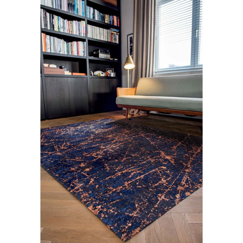 Tapis de Salon Moderne tissé plat Stella Bleu Stars bibliotheque