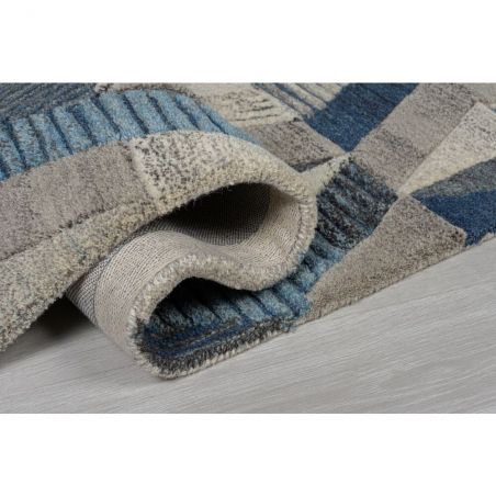 Tapis pure laine motifs géométriques Asher bleu Tapis pure laine motifs géométriques Asher bleu