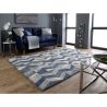 Tapis pure laine motifs géométriques Asher bleu