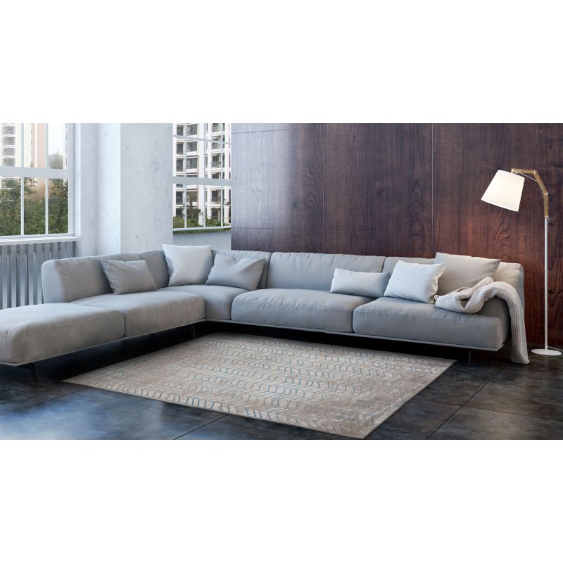 Tapis de Salon Moderne Jacob's Ladder Bleu et beige canapé