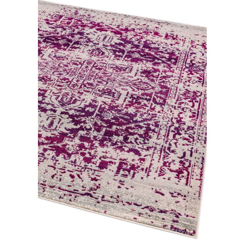 Tapis de salon Antique en polypropylène fuchsia et gris