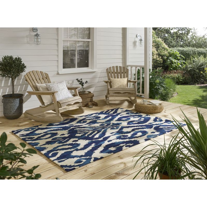 Tapis indoor/ outdoor en polypropylène Kasuri indigo