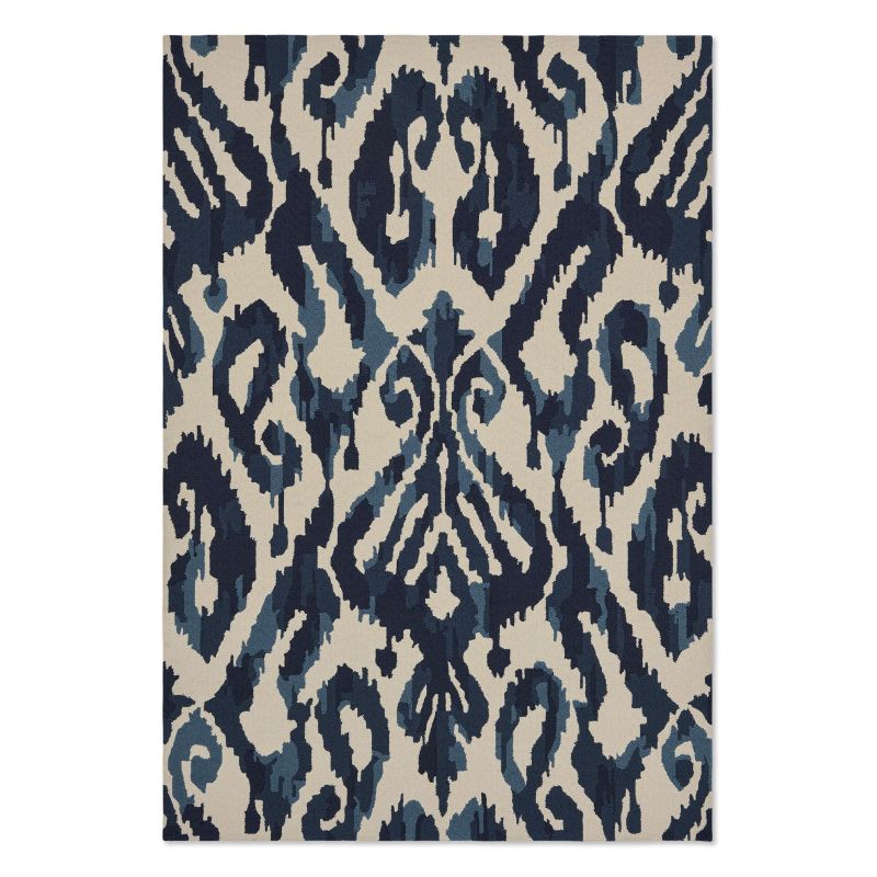 Tapis indoor/ outdoor en polypropylène Kasuri indigo