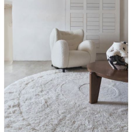 Tapis rond en laine lavable en machine blanc Arctic Tapis rond en laine lavable en machine blanc Arctic