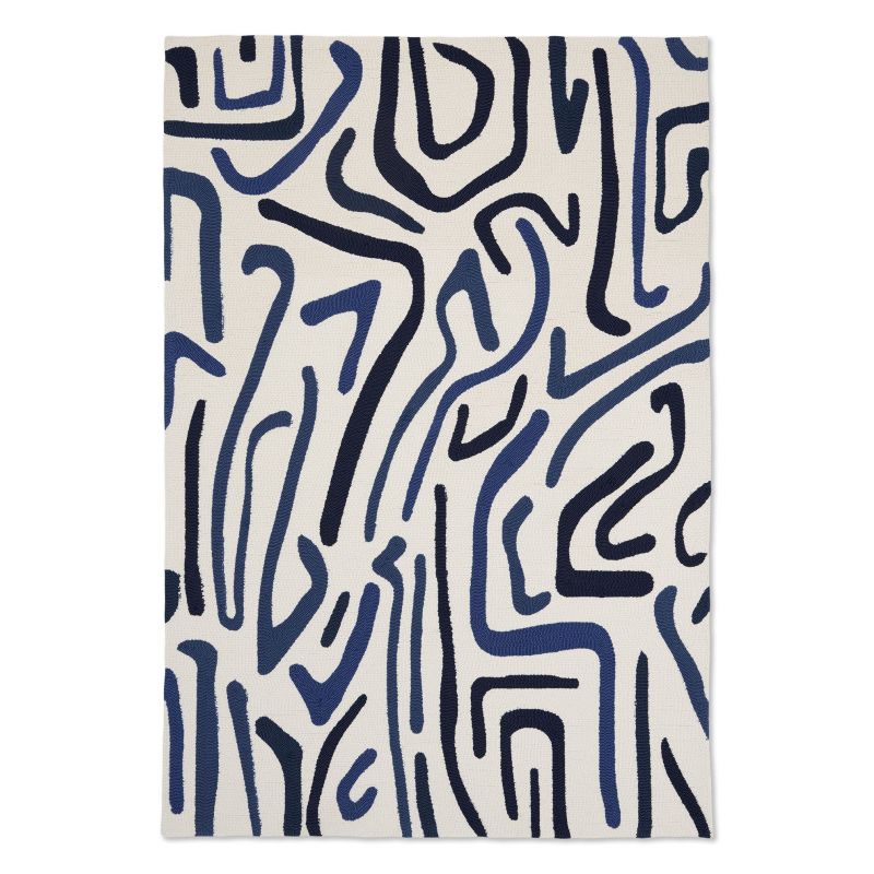 Tapis indoor-outdoor en polypropylène Origami Synchronic japanese ink