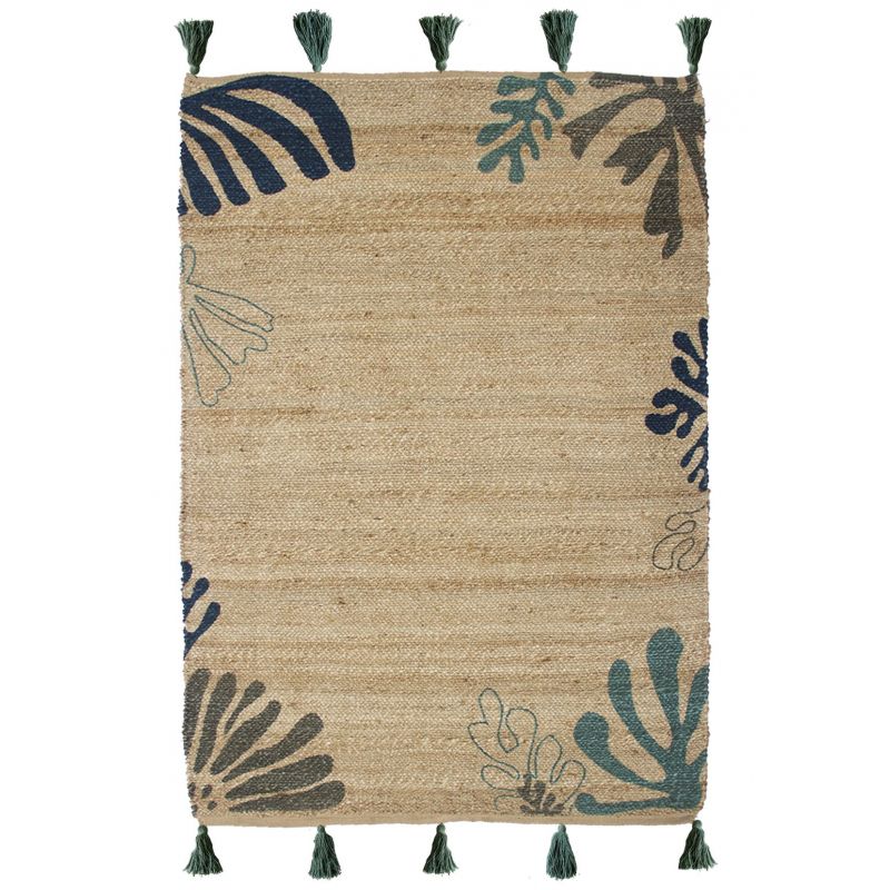 Tapis Jute Mateho Bleu Vert