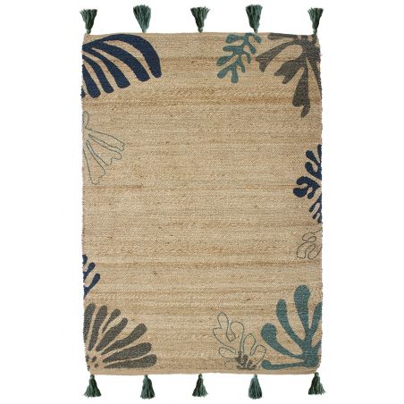 Tapis Jute Mateho Bleu Vert Tapis Jute Mateho Bleu Vert