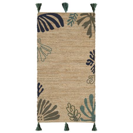 Tapis Jute Mateho Bleu Vert COULOIR Tapis Jute Mateho Bleu Vert COULOIR
