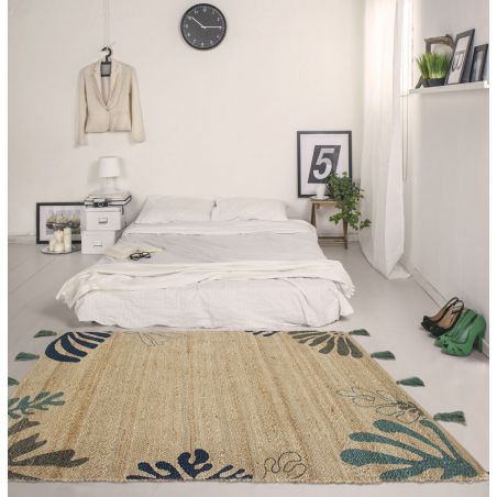 Tapis Jute Mateho Bleu Vert AMBIANCE Tapis Jute Mateho Bleu Vert AMBIANCE