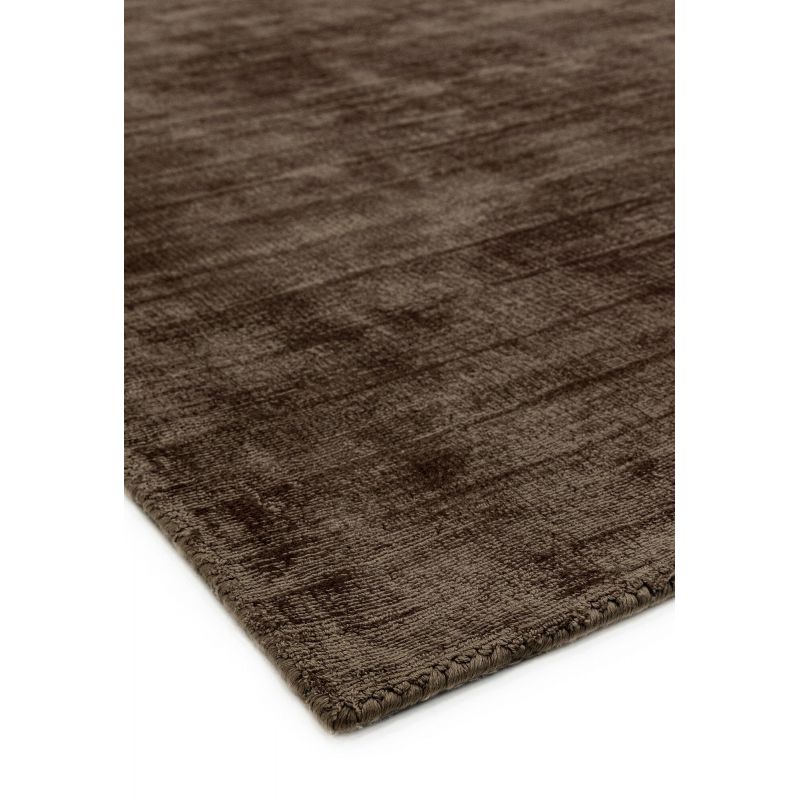 Tapis de salon haut de gamme en viscose tissé main Elizabeth Chocolat