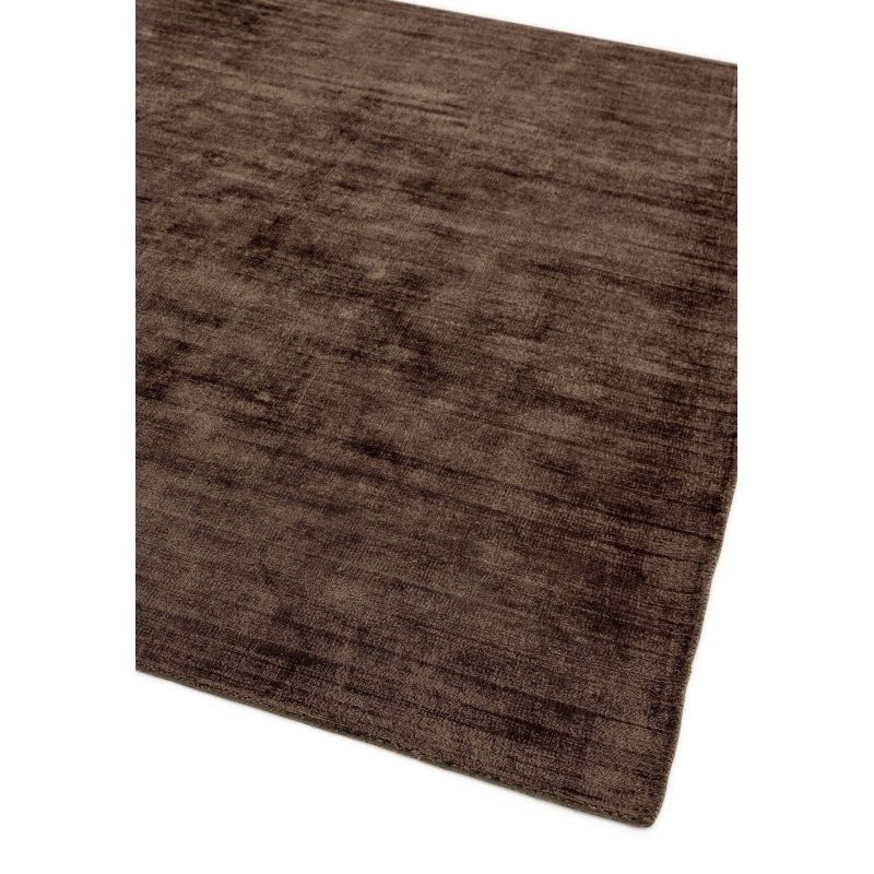 Tapis de salon haut de gamme en viscose tissé main Elizabeth Chocolat