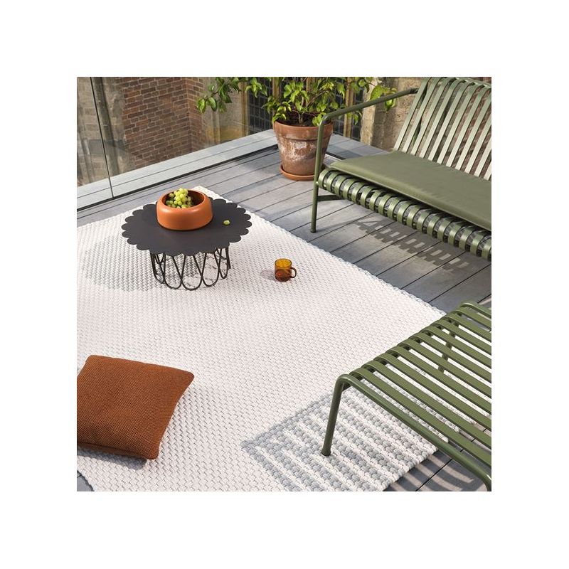 Tapis d'extérieur 100% PET recyclé Lace sable blanc