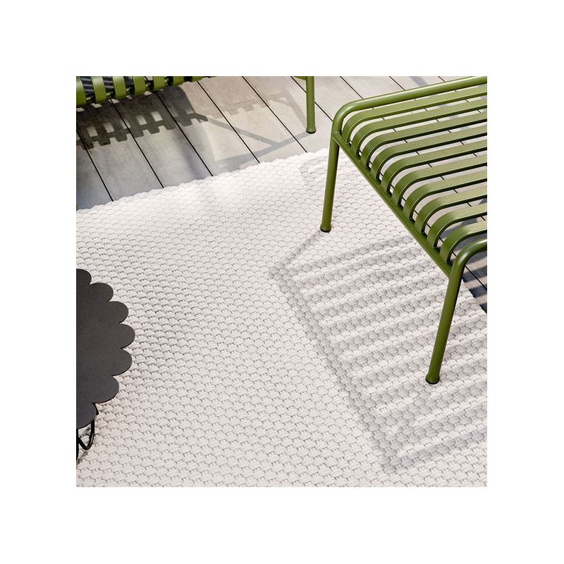 Tapis d'extérieur 100% PET recyclé Lace sable blanc
