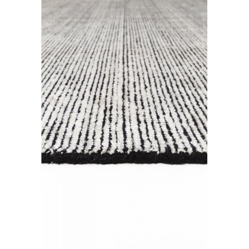 Tapis Moderne tissé main en laine et soie de bambou Oat Noir