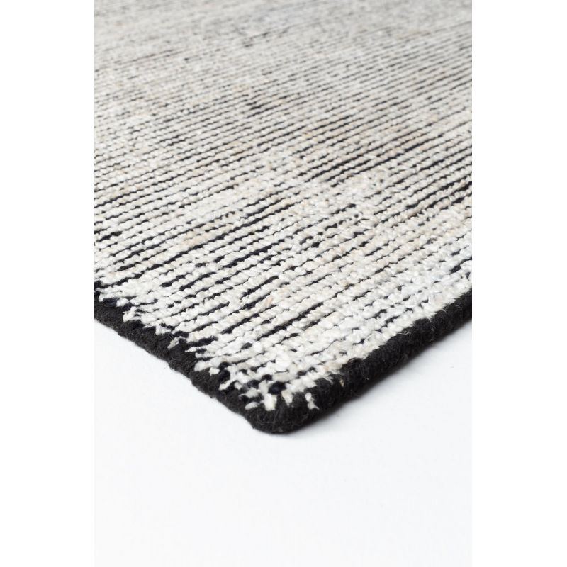 Tapis Moderne tissé main en laine et soie de bambou Oat Noir