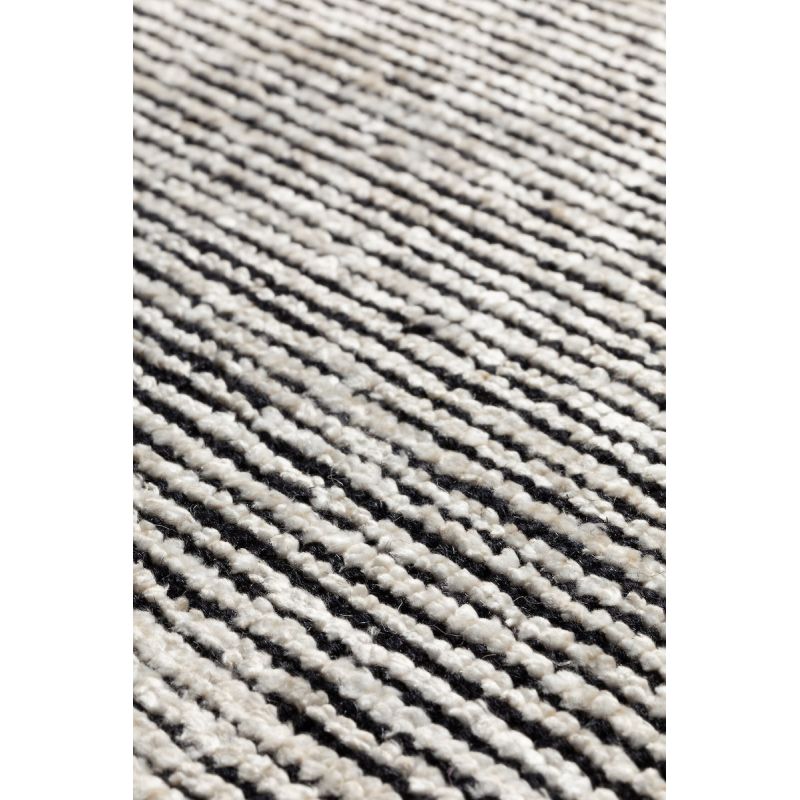 Tapis Moderne tissé main en laine et soie de bambou Oat Noir