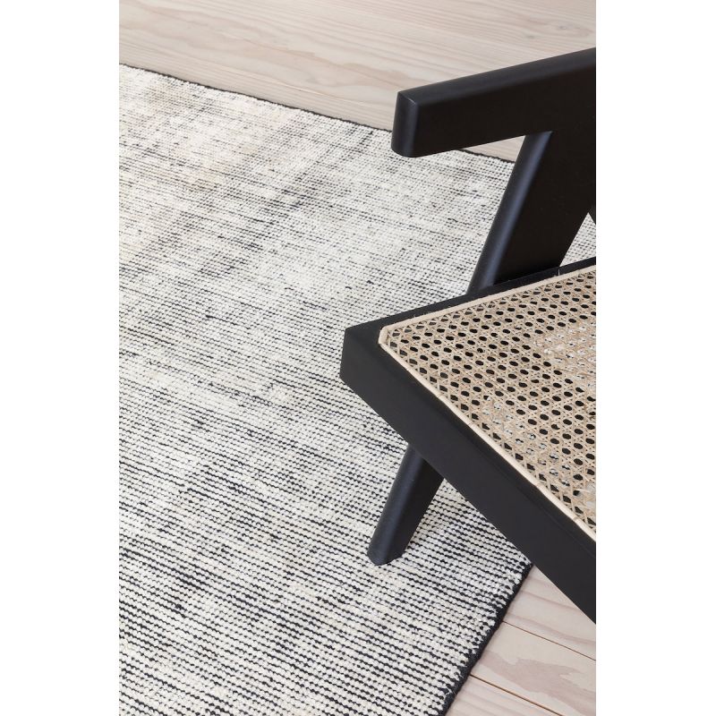 Tapis Moderne tissé main en laine et soie de bambou Oat Noir