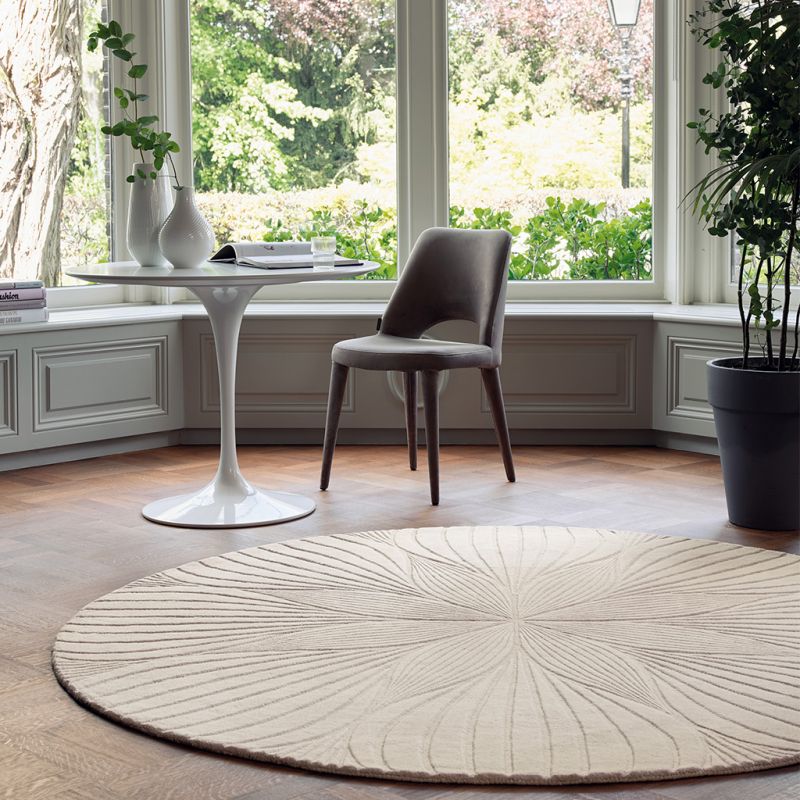 Tapis de salon prestige rond en laine Folia Stone Wedgwood salon
