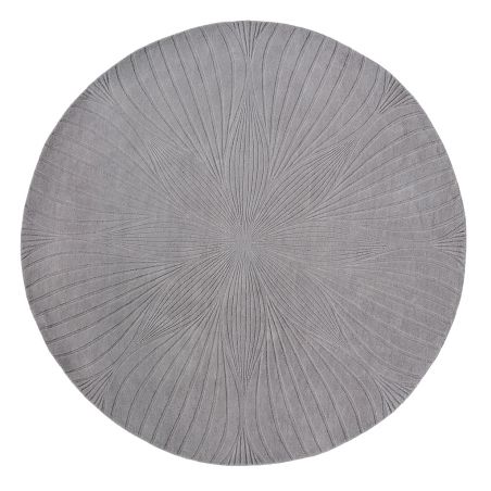 Tapis de salon prestige rond en laine Folia Gris Wedgwood