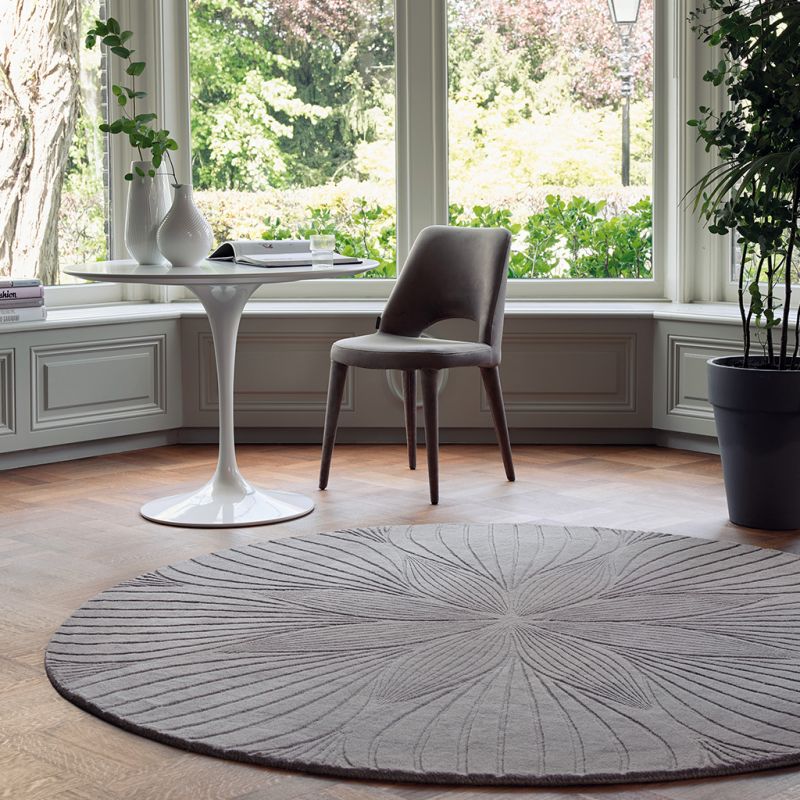 Tapis de salon prestige rond en laine Folia Gris Wedgwood SALON
