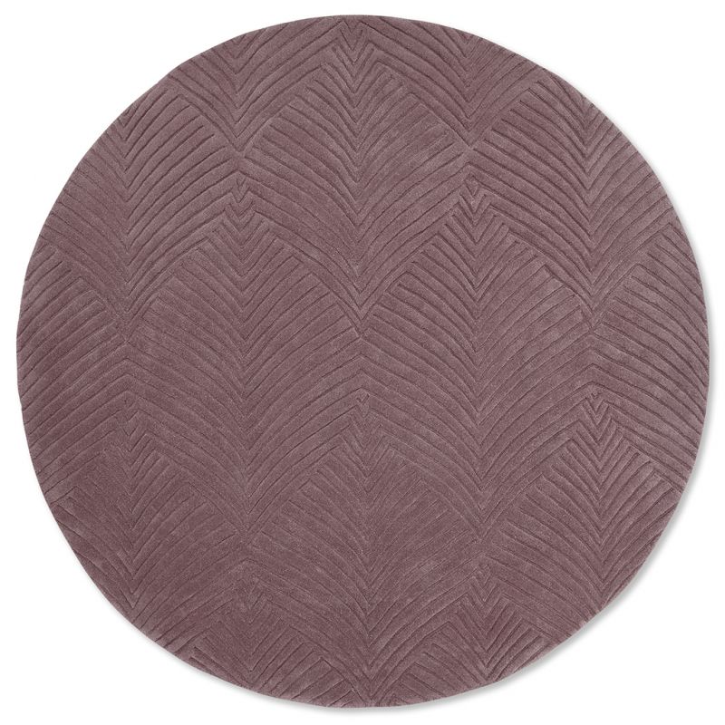 Tapis de salon prestige rond en laine Folia 2.0 Vieux Rose Wedgwood