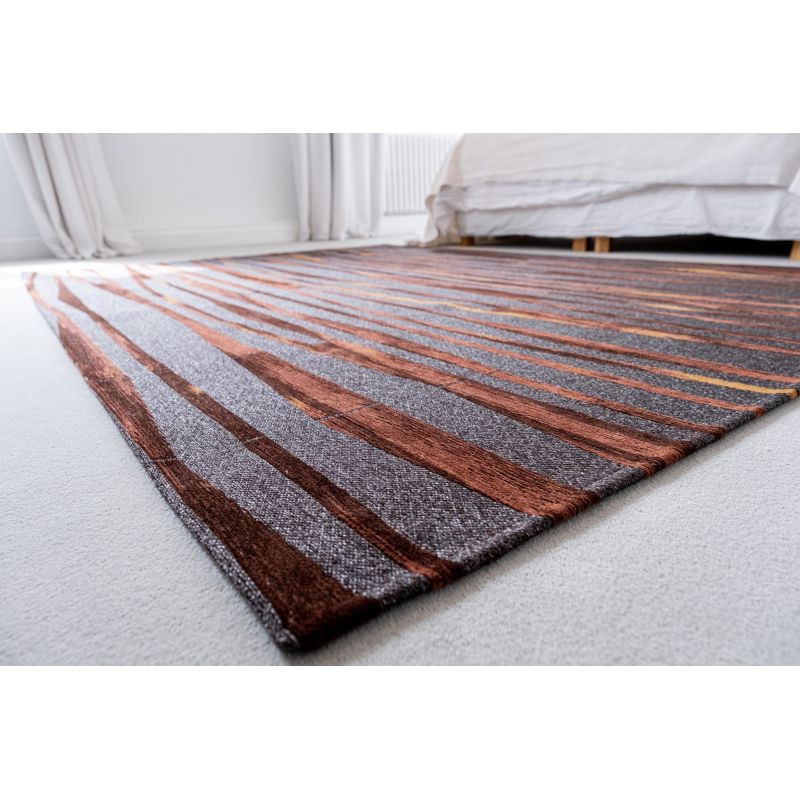 Tapis de Salon tissé plat Prestige Bamboo Black Wood Noir Orange salon