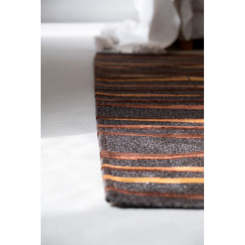 Tapis de Salon tissé plat Prestige Bamboo Black Wood Noir Orange