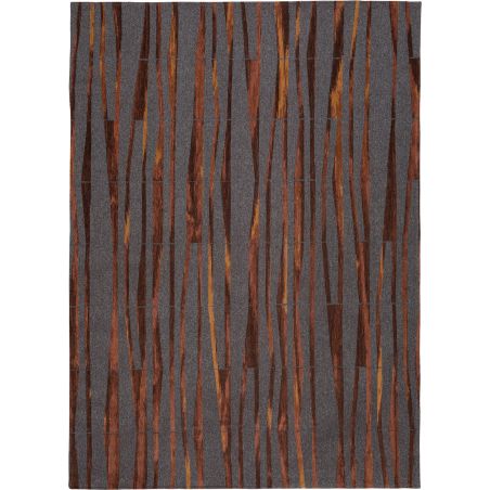 Tapis de Salon tissé plat Prestige Bamboo Black Wood Noir Terracotta coton