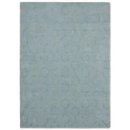 Tapis de salon graphique laine et viscose Gio Bleu mineral et gris Wedgwood SALON