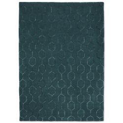 Tapis de salon graphique laine et viscose Gio Bleu Canard Wedgwood séjour