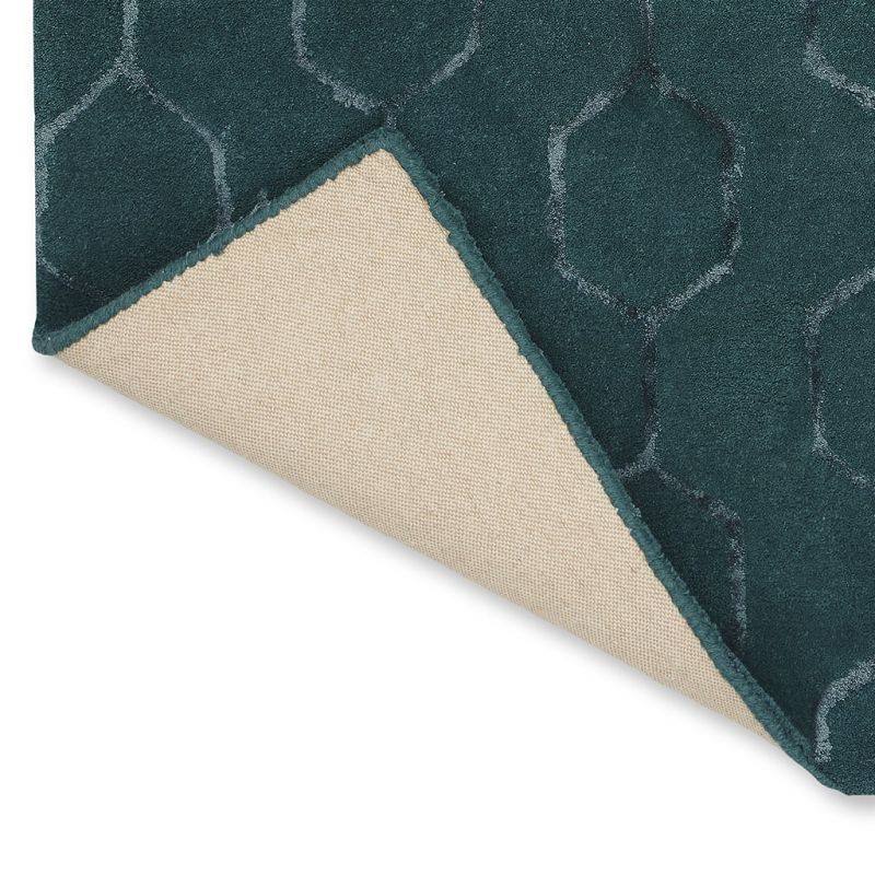 Tapis de salon graphique laine et viscose Gio Bleu Canard Wedgwood prestige