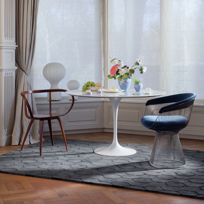 Tapis de salon graphique laine et viscose Gio Noir Wedgwood salon