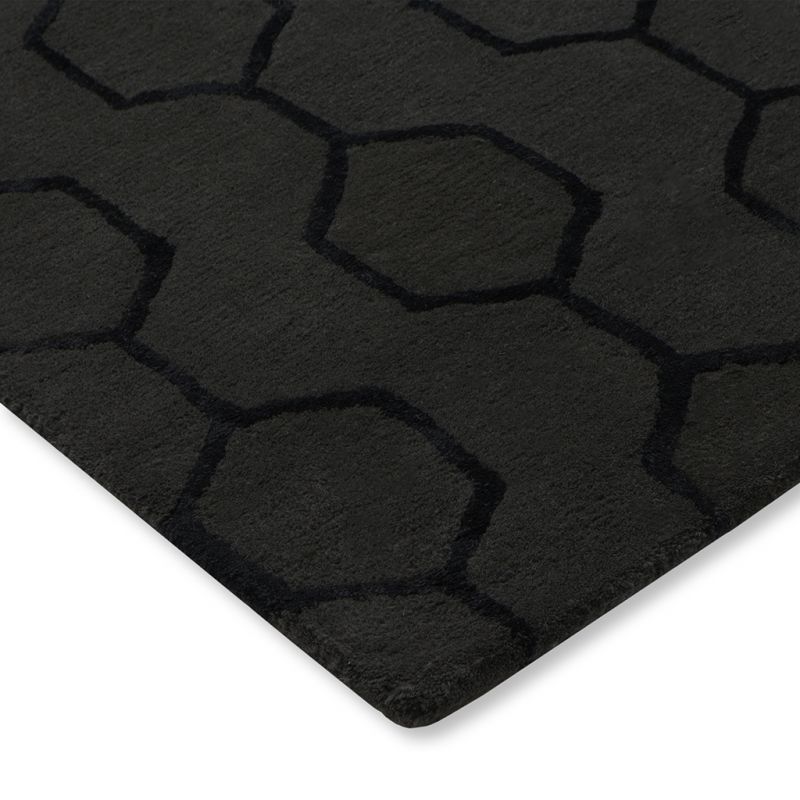 Tapis de salon graphique laine et viscose Gio Noir Wedgwood zoom
