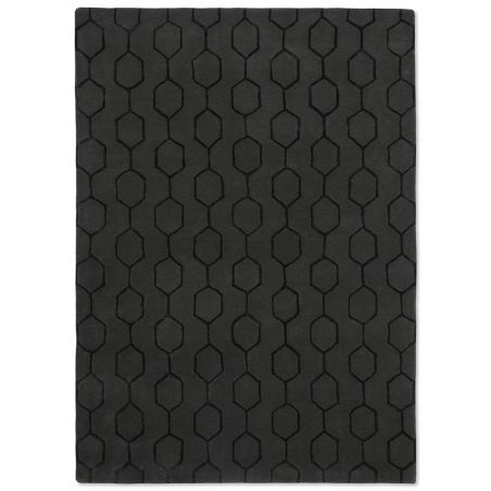 Tapis de salon graphique laine et viscose Gio Noir Wedgwood