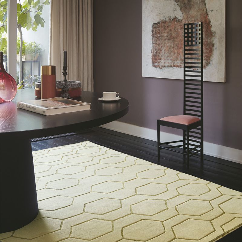 Tapis de salon laine et viscose Arris creme et or Wedgwood salon