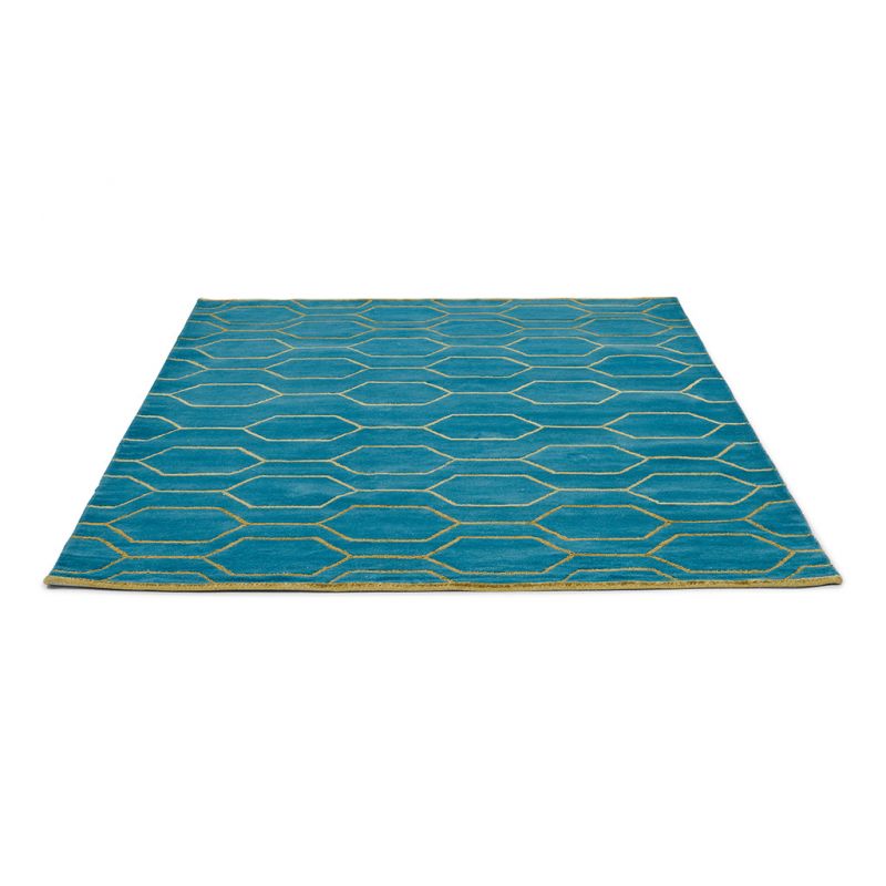 Tapis de salon laine et viscose Arris bleu et or Wedgwood prestige