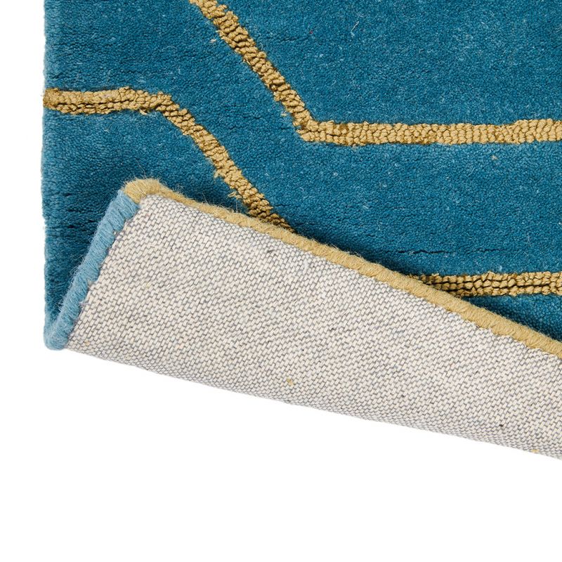 Tapis de salon laine et viscose Arris bleu et or Wedgwood tufté
